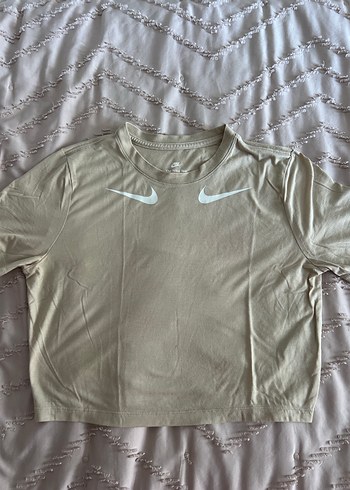 Nike Orijinal Nike Cift Swoosh Logo Bej Camel Crop Tisort