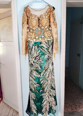 Uzun İşlemeli Bohem Kadın Abiye Elbise - Görsel 2