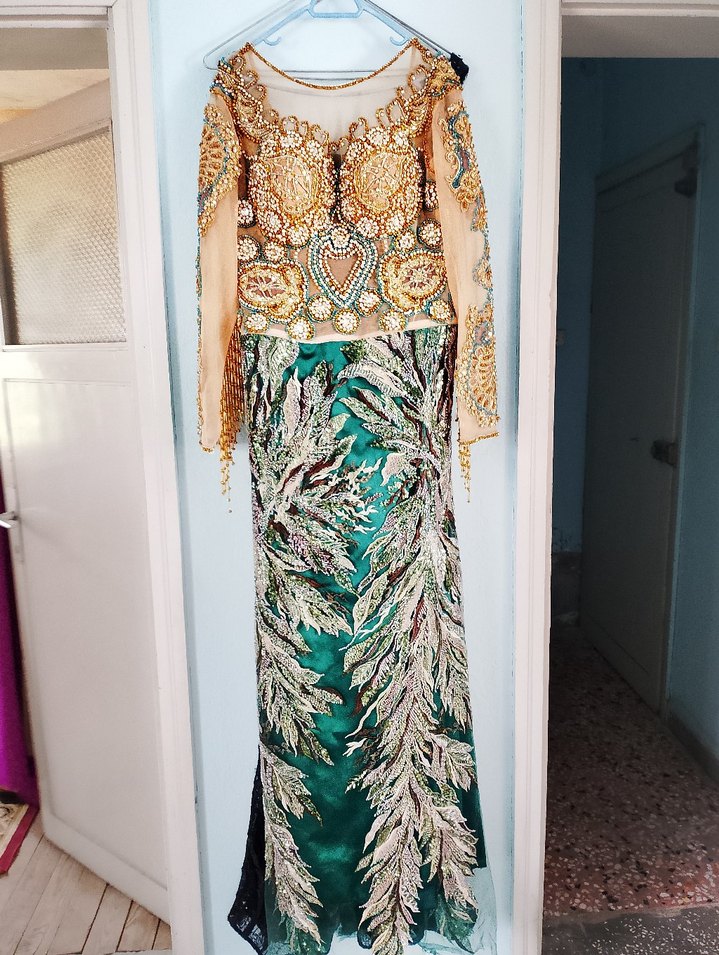 Uzun İşlemeli Bohem Kadın Abiye Elbise - Görsel 2