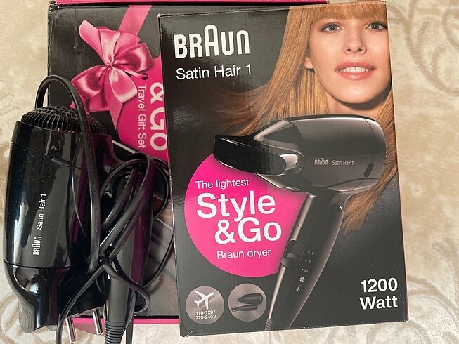  Beden Braun Satin Hair 1 Style&Go Seyahat Tipi Saç Kurutma Makinesi + 