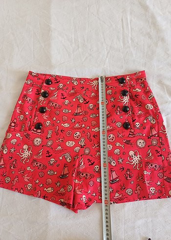 Düğmeli Renkli Desenli Mini Şort - Görsel 8