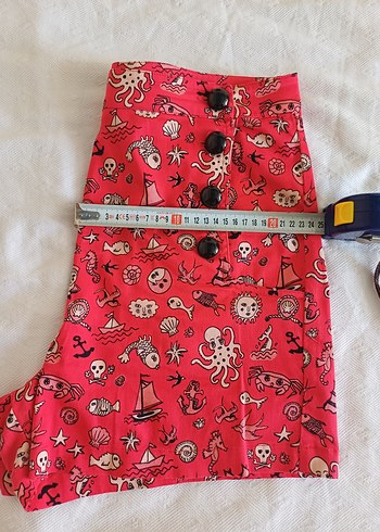 Düğmeli Renkli Desenli Mini Şort - Görsel 9