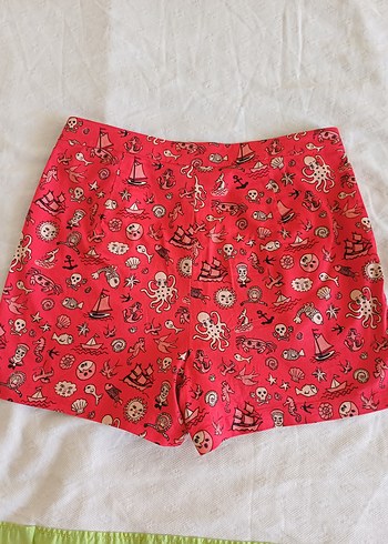 Düğmeli Renkli Desenli Mini Şort - Görsel 6