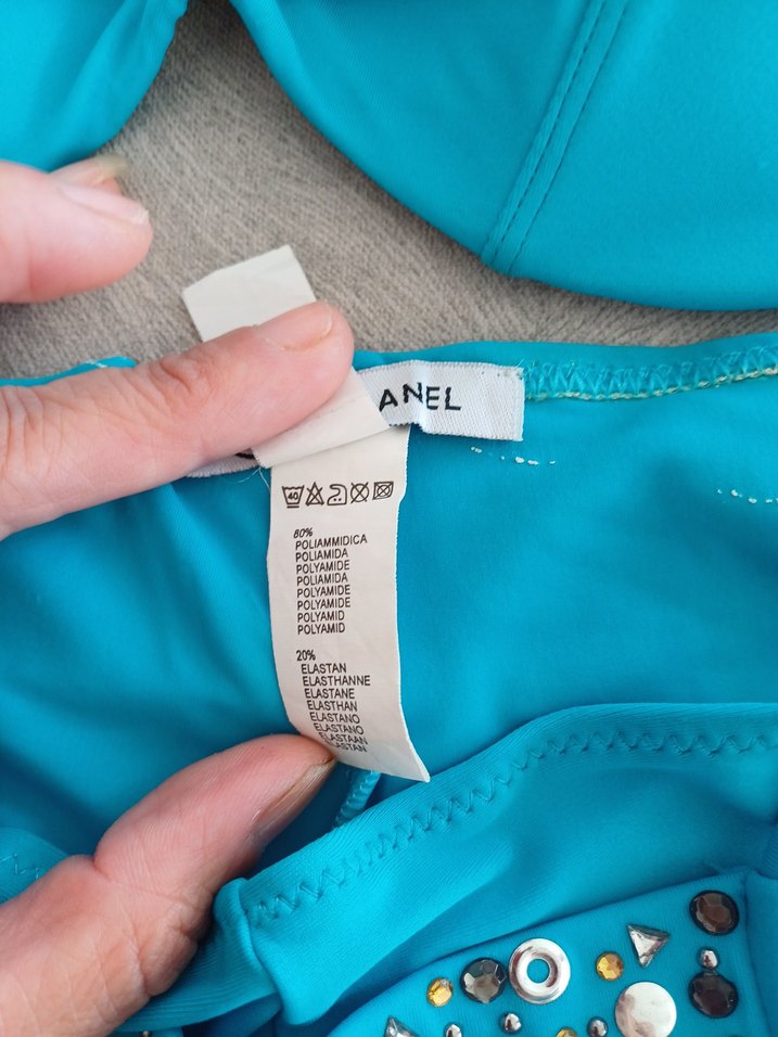 Channel turkuaz Mini Kemerli Bikini Takımı - Görsel 5