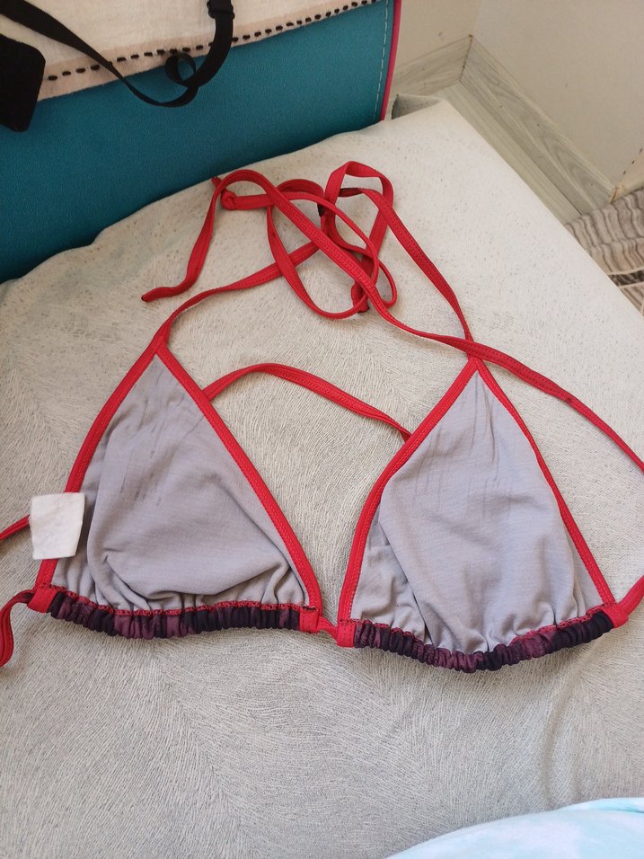 Kırmızı Bağlamalı Strappy Bikini Üstü - Görsel 2