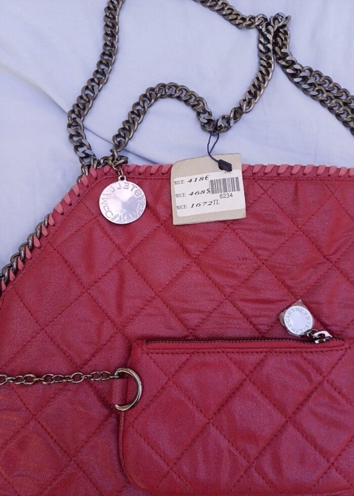 Bordo deri çanta,cüzdanlı. - Görsel 2