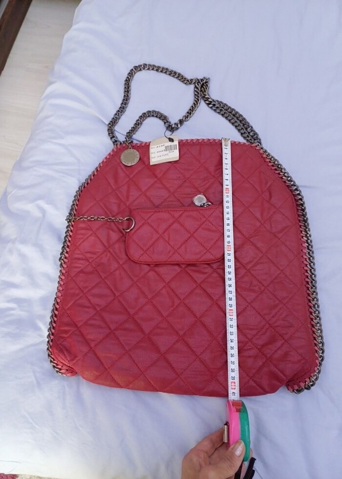 Bordo deri çanta,cüzdanlı. - Görsel 4