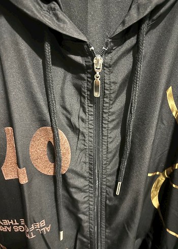 Siyah Baskılı Uzun Street Wear Kadın Ceket - Görsel 5