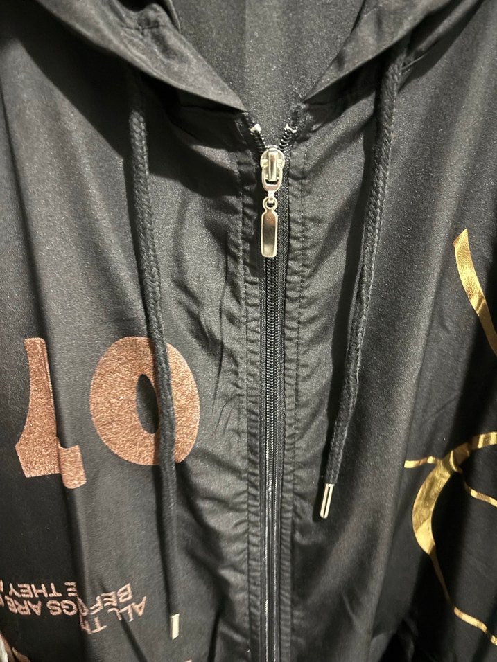 Siyah Baskılı Uzun Street Wear Kadın Ceket - Görsel 5