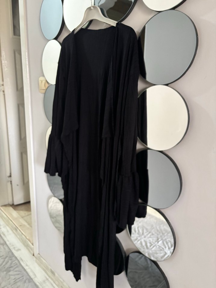 Siyah Uzun Kollu Gotik Kadın Sabahlık ceket elbise - Görsel 3