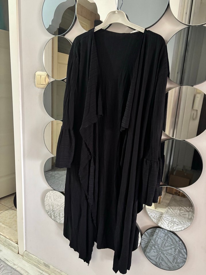 Siyah Uzun Kollu Gotik Kadın Sabahlık ceket elbise - Görsel 4