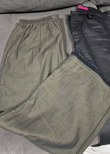 Sarı Bantlı Gri Oversize Denim Jean - Görsel 10