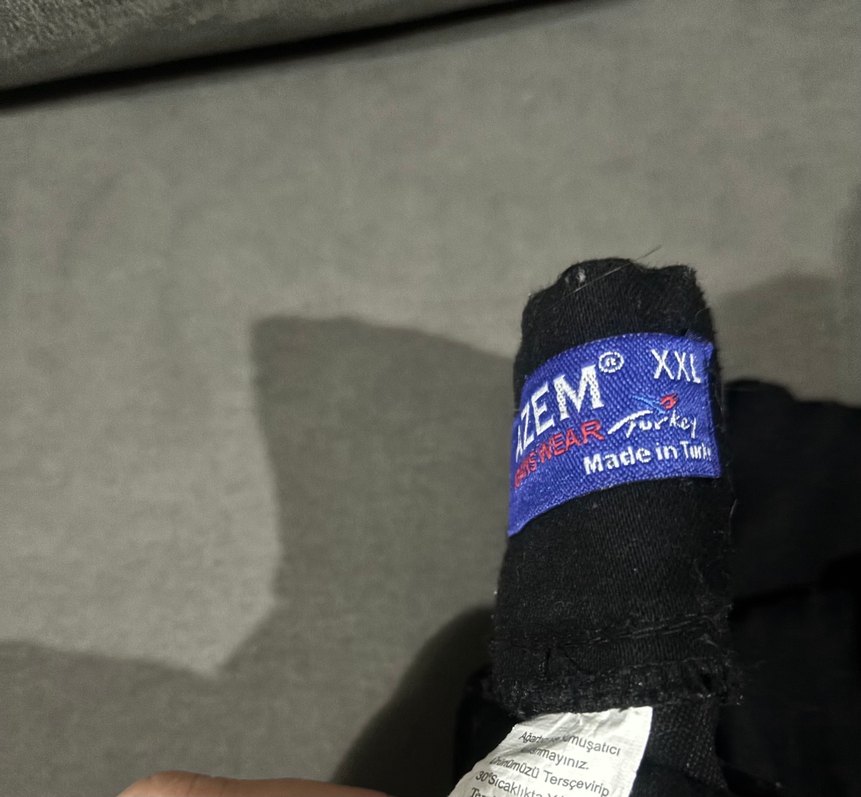 Sarı Bantlı Gri Oversize Denim Jean - Görsel 4