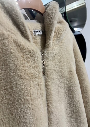 Bej Midi Peluş Kadın Kaban - Görsel 5
