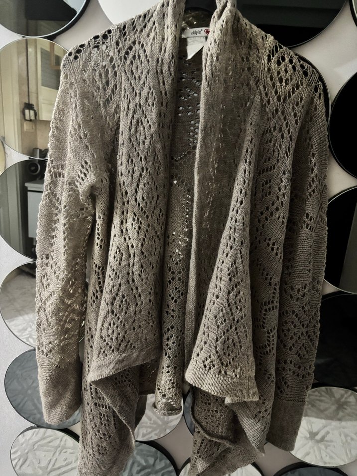 Bej Örgü Bohem Kadın Hırka - Görsel 2