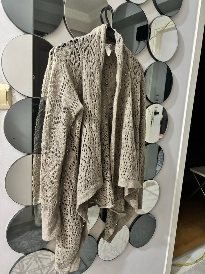 Bej Örgü Bohem Kadın Hırka - Görsel 3