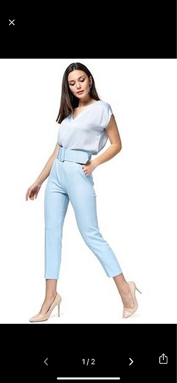 Buz mavi kumaş havuç pantalon