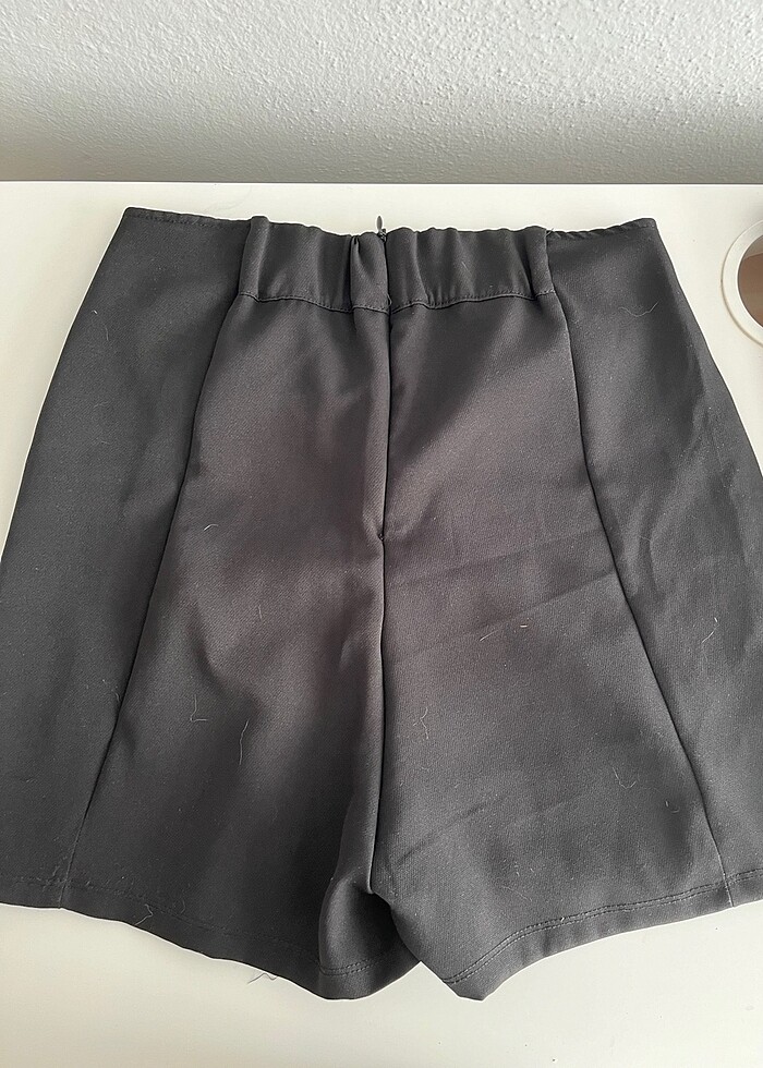 siyah mini şort etek yırtmaçlı - Görsel 5