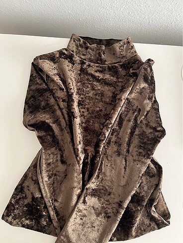 kadife balıkçı yaka bluz - Görsel 2