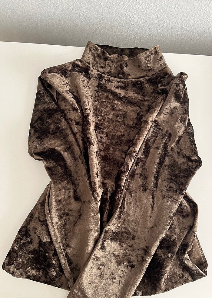 kadife balıkçı yaka bluz - Görsel 2