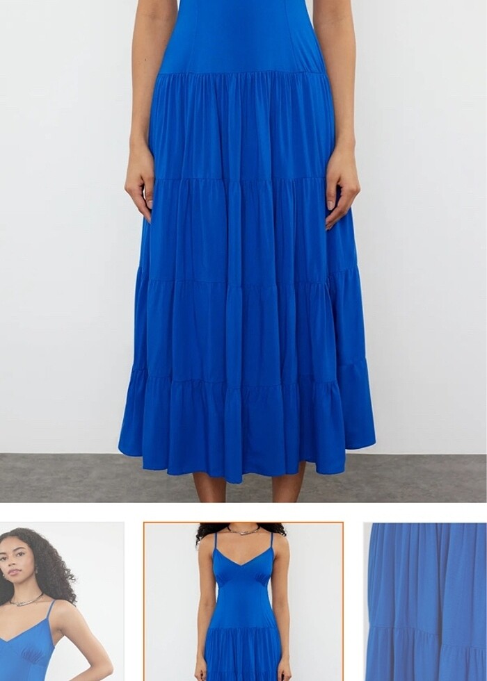 lacivert uzun elbise - Görsel 3