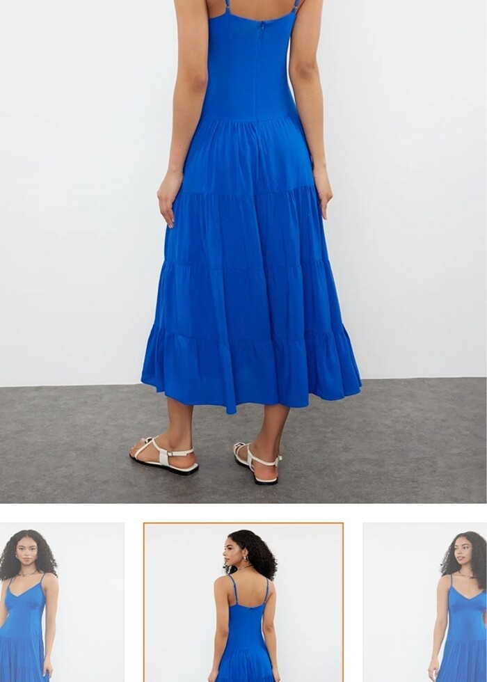 lacivert uzun elbise - Görsel 2