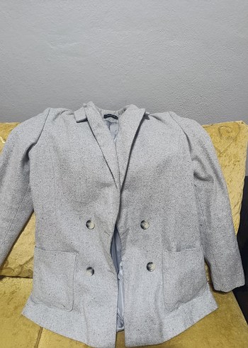 Gri kaşe ceket kaban - Görsel 2