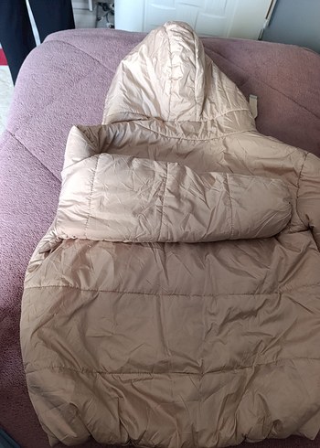 Bej Kapüşonlu Kadın Kışlık Mont - Görsel 2