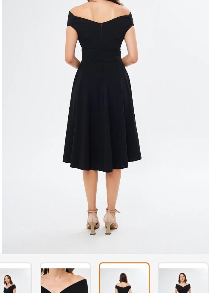 Siyah midi elbise  - Görsel 3