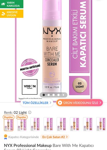 NYX Bare With Me Kapatıcı Serum 02 Light