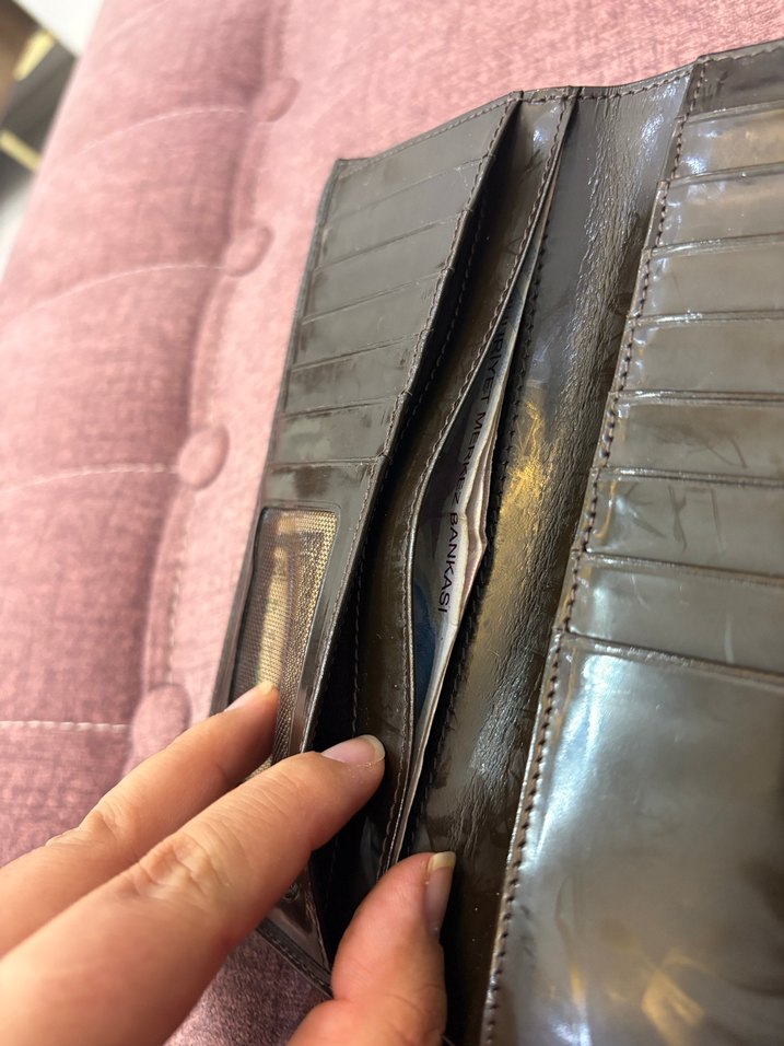 Kahverengi Desenli Deri Kadın Portföy Cüzdan - Görsel 4