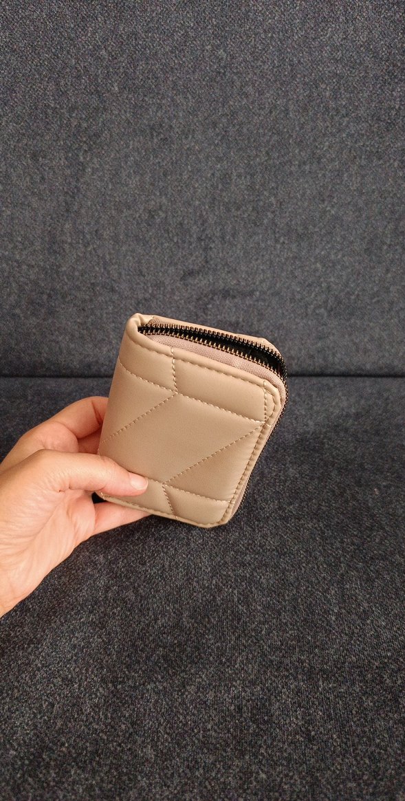 Bej Fermuarlı Kadın Deri Cüzdan - Görsel 4