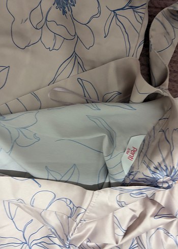 Bej Çiçek Desenli Uzun Kadın Sabahlık s/m beden - Görsel 2