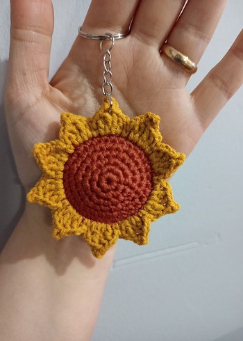 Sarı Örgü Ayçiçeği Anahtarlık - Görsel 4