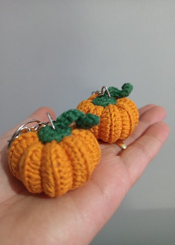 Turuncu Örgü Mini Balkabağı Anahtarlık - Görsel 2