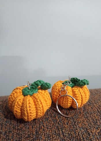 Turuncu Örgü Mini Balkabağı Anahtarlık - Görsel 4