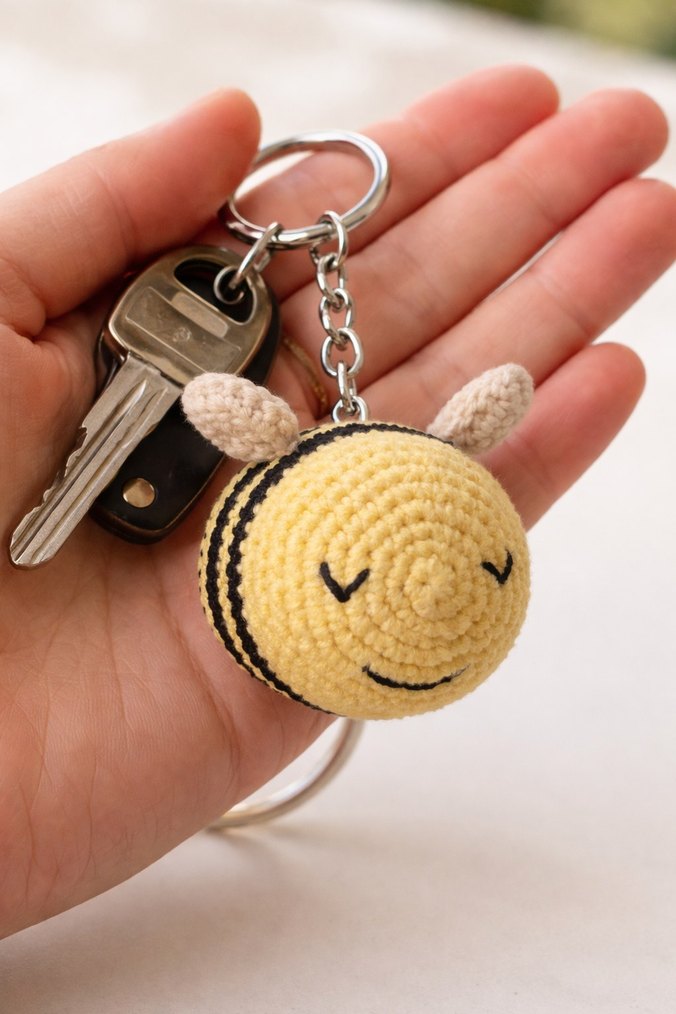 Sarı Renkli Örgü Arı Peluş Oyuncak - Görsel 2