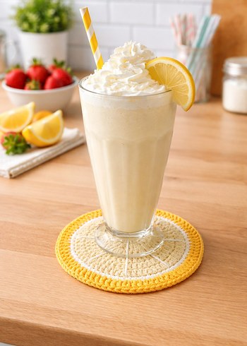 Limon Dilimi Desenli Sarı Bardak Altlığı - Görsel 2