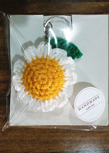 Örgü Papatya Anahtarlık Charm - Görsel 2