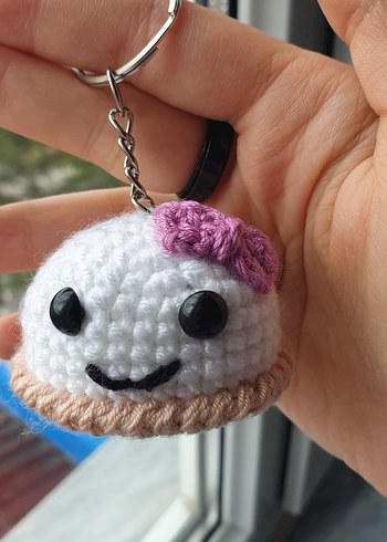 Eti Puf El Örgüsü Mini Anahtarlık Charm - Görsel 2