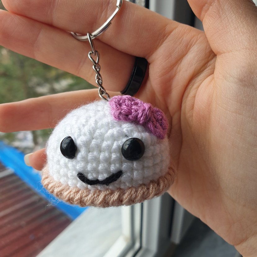 Eti Puf El Örgüsü Mini Anahtarlık Charm - Görsel 2