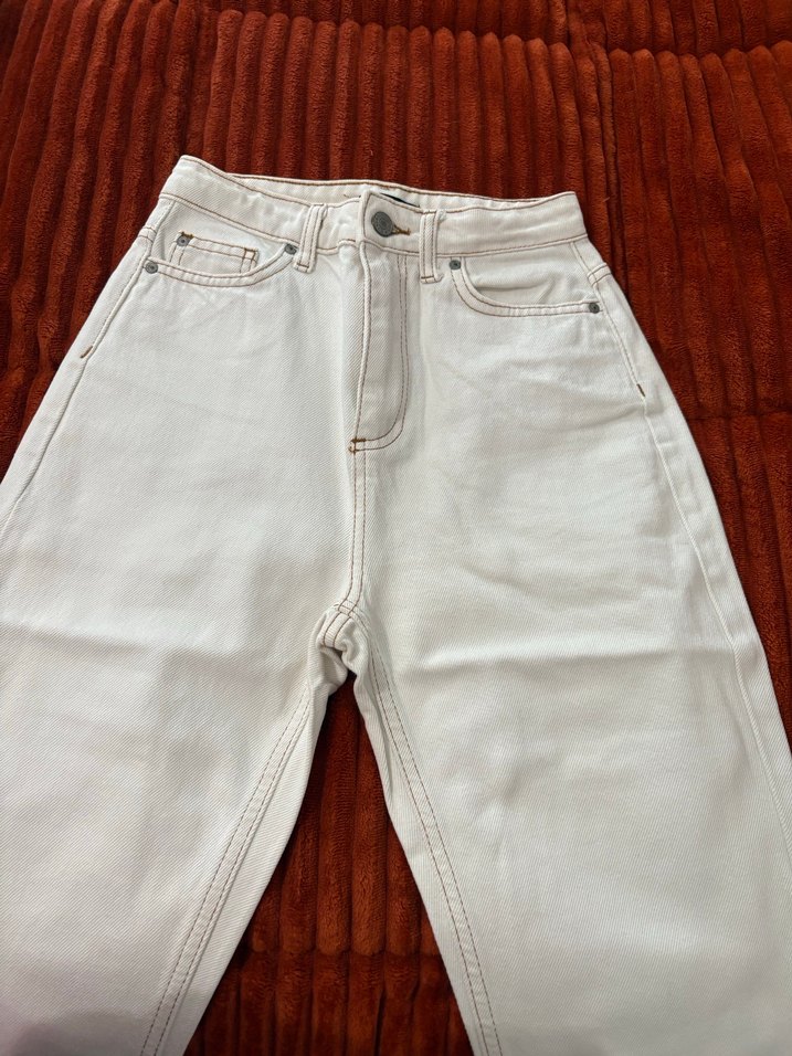 Bej Bağlama Desenli Kadın Midi Kot Pantolon - Görsel 2