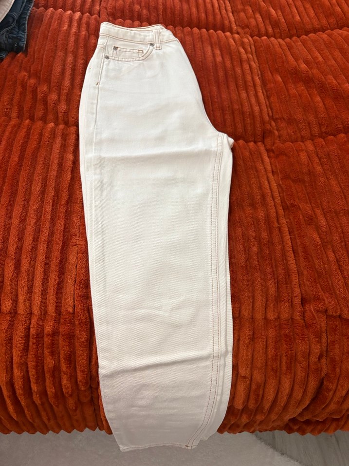 Bej Bağlama Desenli Kadın Midi Kot Pantolon - Görsel 3