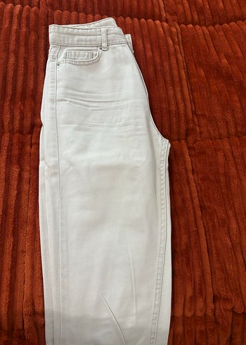 Bej Renkli Fermuarlı Kot Pantolon - Görsel 2