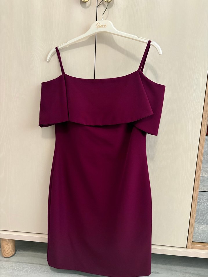 Bordo Uzun Askılı Kadın Abiye Elbise - Görsel 2