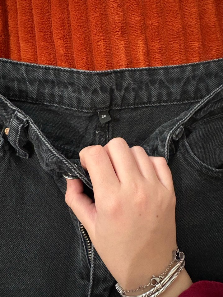 Gri Kadın Midi Boy Rahat Kesim Jean - Görsel 2