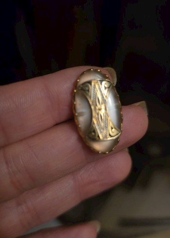 Sedefli Koyu Altın Renk Vintage Kol Düğmeleri - Görsel 3