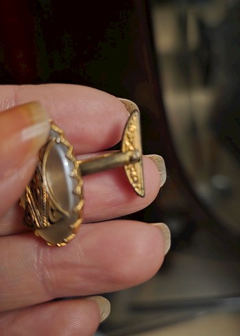 Sedefli Koyu Altın Renk Vintage Kol Düğmeleri - Görsel 4