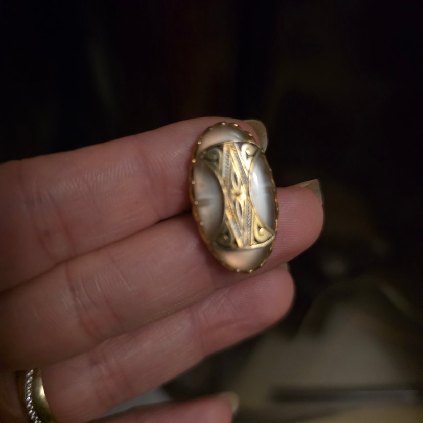 Sedefli Koyu Altın Renk Vintage Kol Düğmeleri - Görsel 3