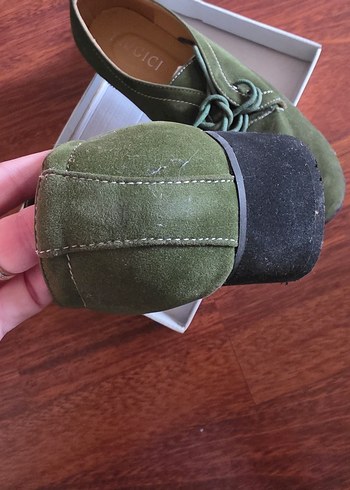 Yeşil Süet Kadın Dolgu Topuk Ayakkabı - Görsel 5